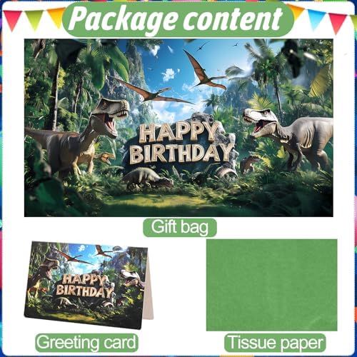 Bolsa de Regalo de Cumpleaños JOCOPUERTO de Dinosaurios - Bolsa Grande de 13 con Papel de Seda y Tarjeta para Fiesta de Cumpleaños de Niños en el - imagen 3