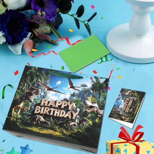 Bolsa de Regalo de Cumpleaños JOCOPUERTO de Dinosaurios - Bolsa Grande de 13 con Papel de Seda y Tarjeta para Fiesta de Cumpleaños de Niños en el - imagen 6