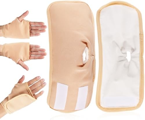 Paquete de 2 Fajas de Aceite de Ricino para Manos, Reutilizables y Ajustables, Almohadillas de Aceite de Ricino a Prueba de Fugas (Caqui) - imagen 1