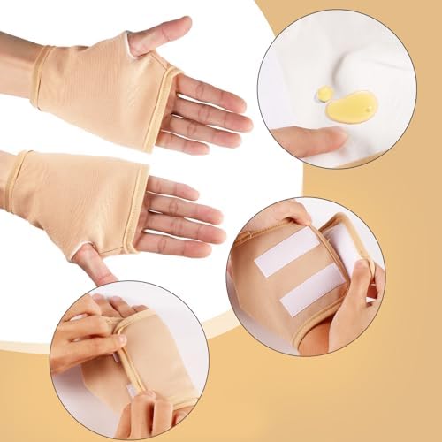 Paquete de 2 Fajas de Aceite de Ricino para Manos, Reutilizables y Ajustables, Almohadillas de Aceite de Ricino a Prueba de Fugas (Caqui) - imagen 5