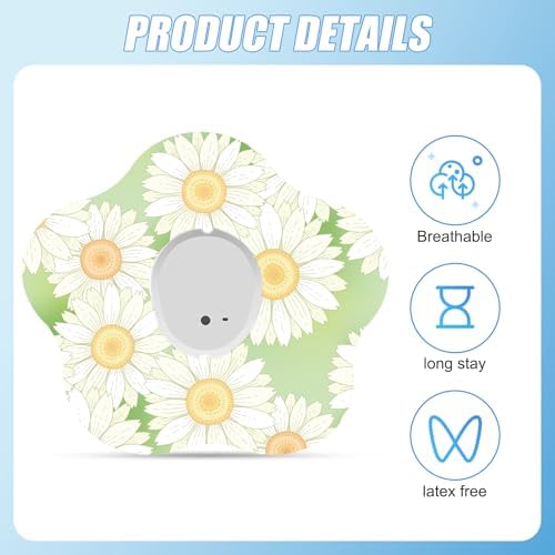 25 Piezas de Parches Adhesivos para Dexcom G7, Parche Impermeable CGM con Agujero, Cubiertas Transpirables para Sensor, Cinta Médica Floral para - imagen 4