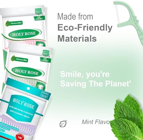Palillos de Hilo Dental Holy Rose 300 Piezas, Hilo Doble Sabor Menta, Bolsa de 100 Piezas, Set de 3 Colores Ideal para Limpieza Dental - imagen 4