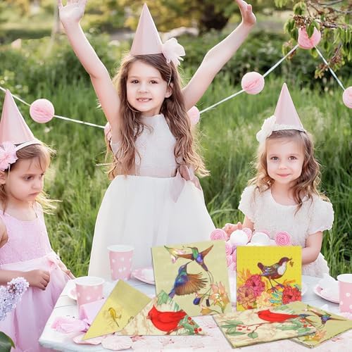 Paquete de 40 servilletas de papel decorativas de 6.5 pulgadas con diseño de carbonero, ideales para el Día de las Madres y todas las estaciones. - imagen 2