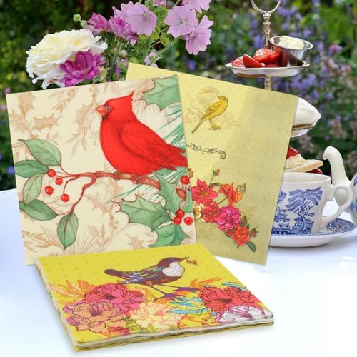 Paquete de 40 servilletas de papel decorativas de 6.5 pulgadas con diseño de carbonero, ideales para el Día de las Madres y todas las estaciones. - imagen 6