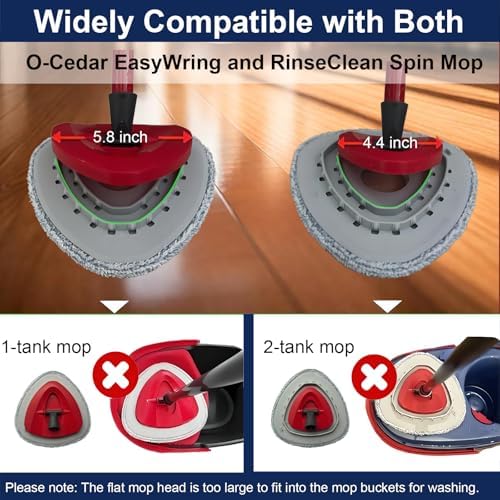 Reemplazos de Cabeza de Mopas Planas para Ocedar, Refill de Microfibra para EasyWring y RinseClean, Paquete de 4 Almohadillas y 1 Plástica para - imagen 2