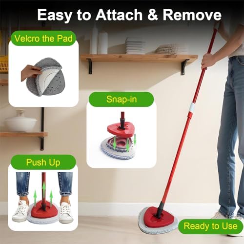 Reemplazos de Cabeza de Mopas Planas para Ocedar, Refill de Microfibra para EasyWring y RinseClean, Paquete de 4 Almohadillas y 1 Plástica para - imagen 4