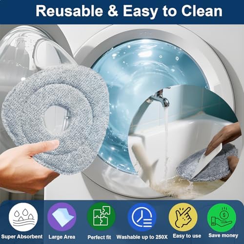 Reemplazos de Cabeza de Mopas Planas para Ocedar, Refill de Microfibra para EasyWring y RinseClean, Paquete de 4 Almohadillas y 1 Plástica para - imagen 6