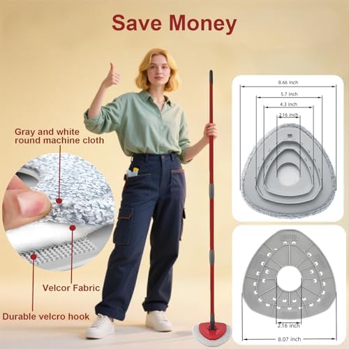 Reemplazos de Cabeza de Mopas Planas para Ocedar, Refill de Microfibra para EasyWring y RinseClean, Paquete de 4 Almohadillas y 1 Plástica para - imagen 7