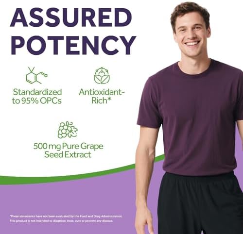 Extracto de Semilla de Uva Doctor's Recipes, 500 mg, Estándar 95% Proantocianidinas, No GMO, Antioxidante, Salud del Corazón, Inmunidad y Piel, 60 - imagen 4
