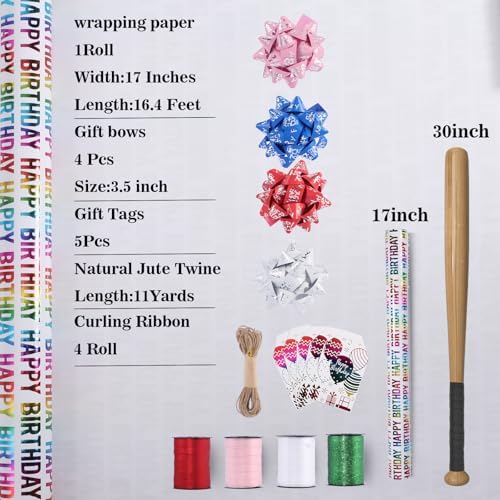 Set de Papel de Regalo TIADYBOW para Cumpleaños 17 con Listón Rizado, Lazos, Etiquetas, Reutilizable, 16.5 pies para Baby Shower y Regalos Hechos a - imagen 2