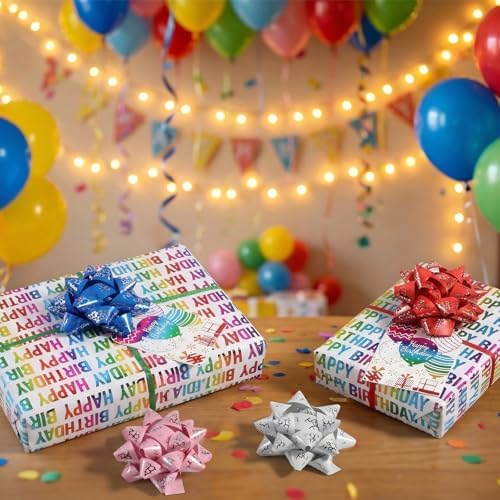 Set de Papel de Regalo TIADYBOW para Cumpleaños 17 con Listón Rizado, Lazos, Etiquetas, Reutilizable, 16.5 pies para Baby Shower y Regalos Hechos a - imagen 4