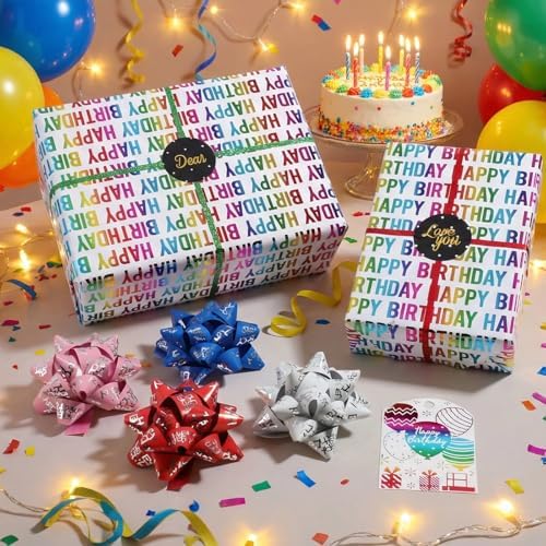 Set de Papel de Regalo TIADYBOW para Cumpleaños 17 con Listón Rizado, Lazos, Etiquetas, Reutilizable, 16.5 pies para Baby Shower y Regalos Hechos a - imagen 5