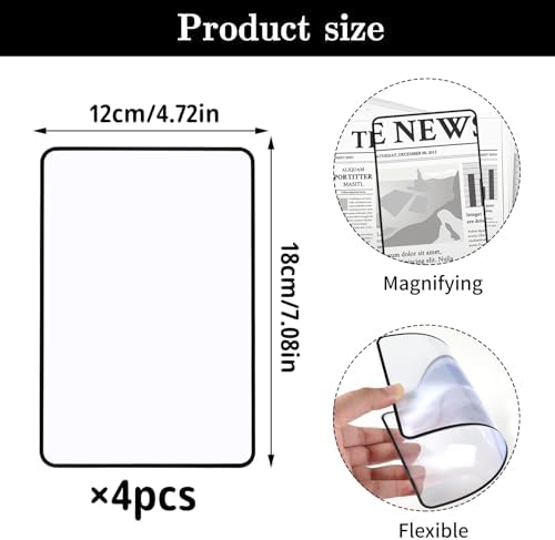 Lente de aumento plana 3X de 4 piezas, ligera y óptica, ideal para leer libros, mapas, Biblia y más, perfecta para personas mayores y con problemas - imagen 2
