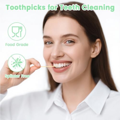 Soporte Resistente para Palillos de Dientes Veexio con 1300 Palillos de Bambú Natural para Limpieza Dental, Cocina, Viajes y Actividades al Aire - imagen 2
