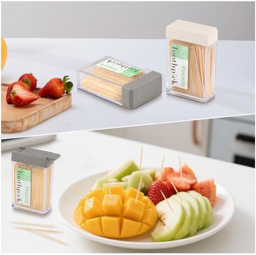 Soporte Resistente para Palillos de Dientes Veexio con 1300 Palillos de Bambú Natural para Limpieza Dental, Cocina, Viajes y Actividades al Aire - imagen 5