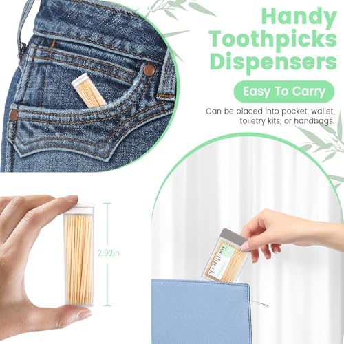 Soporte Resistente para Palillos de Dientes Veexio con 1300 Palillos de Bambú Natural para Limpieza Dental, Cocina, Viajes y Actividades al Aire - imagen 6