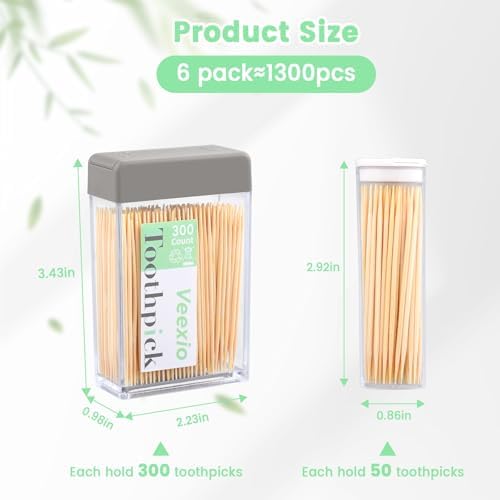 Soporte Resistente para Palillos de Dientes Veexio con 1300 Palillos de Bambú Natural para Limpieza Dental, Cocina, Viajes y Actividades al Aire - imagen 7