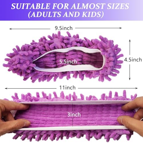 HDongany 2 Pares (4 Piezas) de Pantuflas Mop, Mopas de Microfibra Reutilizables para Limpiar Pisos en Baño, Oficina, Cocina y Pulido del Hogar - imagen 2