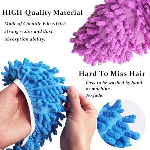 HDongany 2 Pares (4 Piezas) de Pantuflas Mop, Mopas de Microfibra Reutilizables para Limpiar Pisos en Baño, Oficina, Cocina y Pulido del Hogar - imagen 3