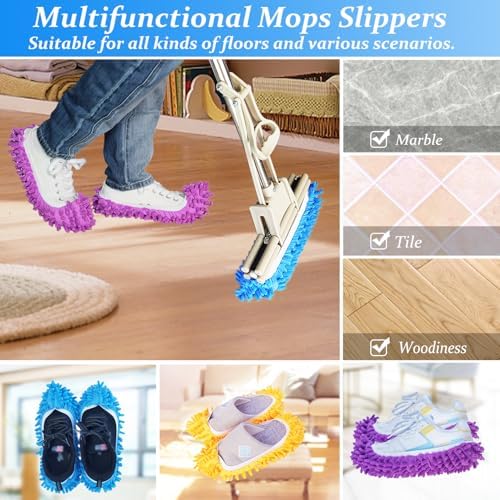 HDongany 2 Pares (4 Piezas) de Pantuflas Mop, Mopas de Microfibra Reutilizables para Limpiar Pisos en Baño, Oficina, Cocina y Pulido del Hogar - imagen 4