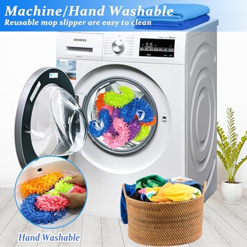 HDongany 2 Pares (4 Piezas) de Pantuflas Mop, Mopas de Microfibra Reutilizables para Limpiar Pisos en Baño, Oficina, Cocina y Pulido del Hogar - imagen 6