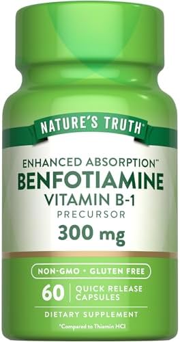 Benfotiamina de Nature's Truth | 300mg | 60 Cápsulas | Suplemento Sin OGM y Libre de Gluten | Precursor de Vitamina B1 - imagen 1