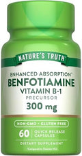 Benfotiamina de Nature's Truth | 300mg | 60 Cápsulas | Suplemento Sin OGM y Libre de Gluten | Precursor de Vitamina B1 - imagen 1