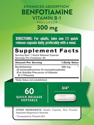 Benfotiamina de Nature's Truth | 300mg | 60 Cápsulas | Suplemento Sin OGM y Libre de Gluten | Precursor de Vitamina B1 - imagen 2