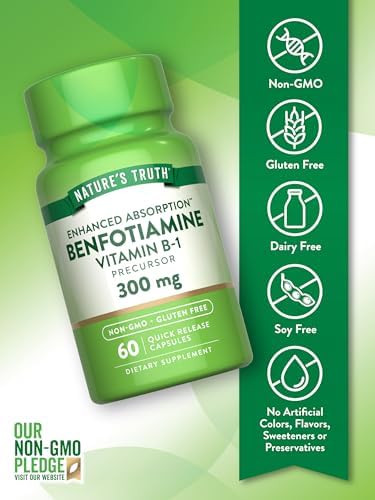 Benfotiamina de Nature's Truth | 300mg | 60 Cápsulas | Suplemento Sin OGM y Libre de Gluten | Precursor de Vitamina B1 - imagen 3