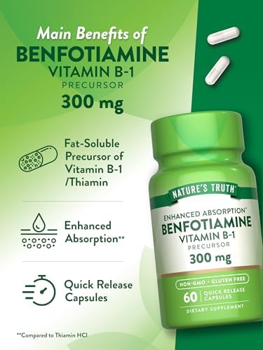 Benfotiamina de Nature's Truth | 300mg | 60 Cápsulas | Suplemento Sin OGM y Libre de Gluten | Precursor de Vitamina B1 - imagen 5