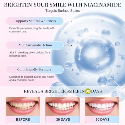 Pasta de Dientes Blanqueadora con Niacinamida 100g, Frescura, Cuidado de Encías y Remoción de Manchas para Café, Té y Fumadores - imagen 4