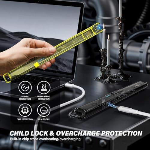 KTEBO 2 Piezas Encendedores Eléctricos Recargables USB-C - Encendedores de Arco con Pantalla LED y Diseño Transparente, Resistentes al Viento para - imagen 2