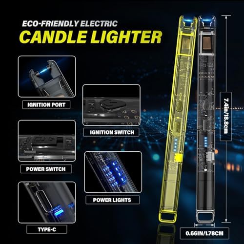 KTEBO 2 Piezas Encendedores Eléctricos Recargables USB-C - Encendedores de Arco con Pantalla LED y Diseño Transparente, Resistentes al Viento para - imagen 3