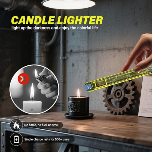 KTEBO 2 Piezas Encendedores Eléctricos Recargables USB-C - Encendedores de Arco con Pantalla LED y Diseño Transparente, Resistentes al Viento para - imagen 5