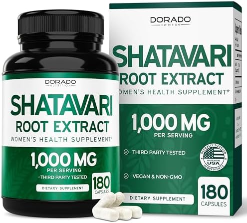 Cápsulas de Shatavari Orgánico - 1,000mg de Polvo Orgánico por Porción (180 Cápsulas, Suministro para 90 Días) para Balance Hormonal y Producción de - imagen 1