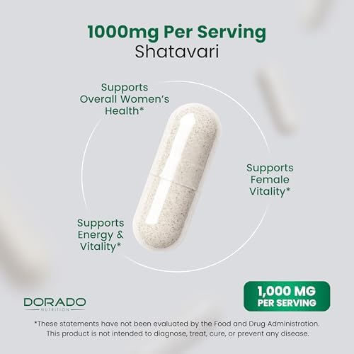 Cápsulas de Shatavari Orgánico - 1,000mg de Polvo Orgánico por Porción (180 Cápsulas, Suministro para 90 Días) para Balance Hormonal y Producción de - imagen 4