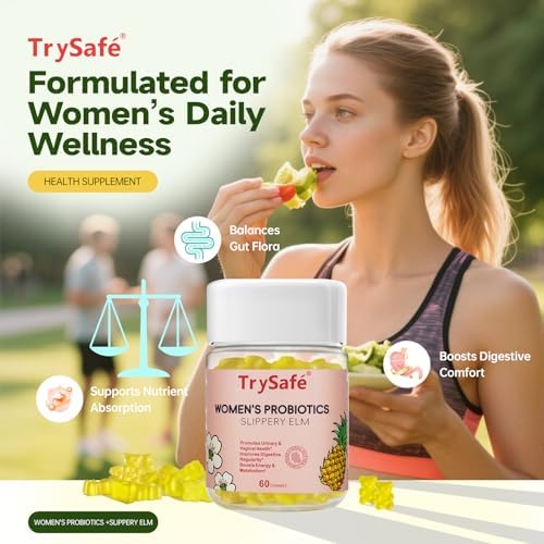 Gomitas Probióticas TrySafe para Mujeres, Sabor Piña - 3B CFU Bacillus Coagulans con Inulina, Raíz de Diente de León y Olmo Resbaladizo - 60 Gomitas - imagen 4