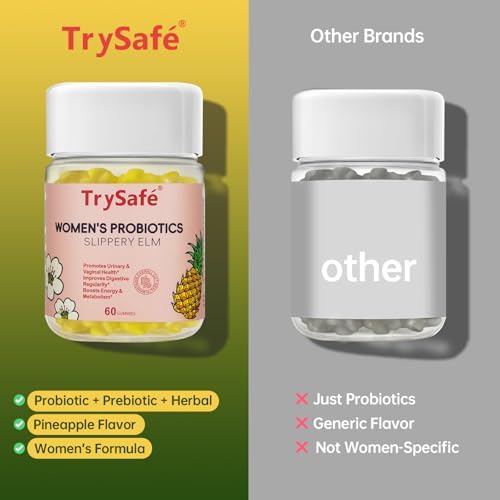 Gomitas Probióticas TrySafe para Mujeres, Sabor Piña - 3B CFU Bacillus Coagulans con Inulina, Raíz de Diente de León y Olmo Resbaladizo - 60 Gomitas - imagen 6