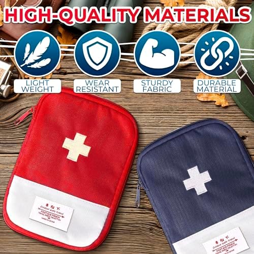 Juego de 2 Bolsas de ros Auxilios Vacías - Bolsa Médica Pequeña Portátil de 7.1x5.1 con Múltiples Compartimentos y Cierre de Cremallera - Regalo para - imagen 3