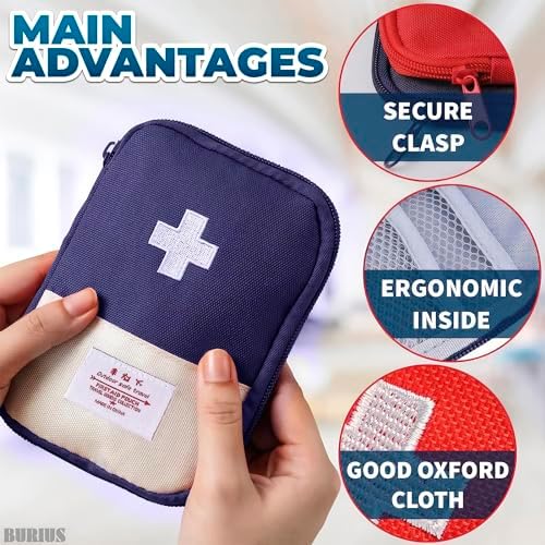 Juego de 2 Bolsas de ros Auxilios Vacías - Bolsa Médica Pequeña Portátil de 7.1x5.1 con Múltiples Compartimentos y Cierre de Cremallera - Regalo para - imagen 4