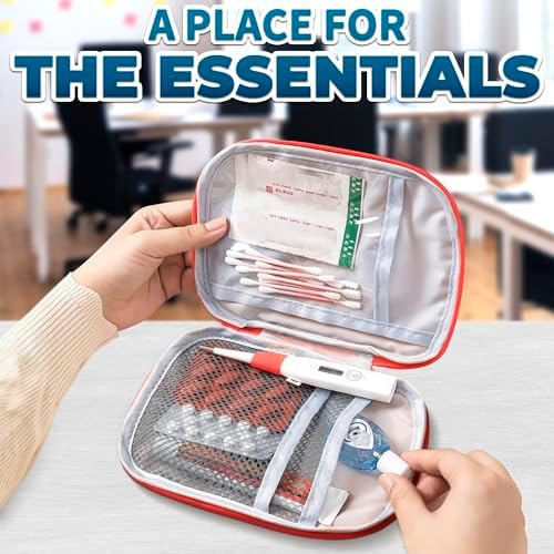 Juego de 2 Bolsas de ros Auxilios Vacías - Bolsa Médica Pequeña Portátil de 7.1x5.1 con Múltiples Compartimentos y Cierre de Cremallera - Regalo para - imagen 5