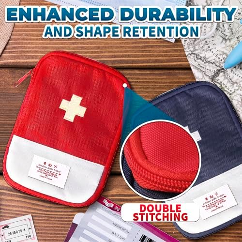 Juego de 2 Bolsas de ros Auxilios Vacías - Bolsa Médica Pequeña Portátil de 7.1x5.1 con Múltiples Compartimentos y Cierre de Cremallera - Regalo para - imagen 7