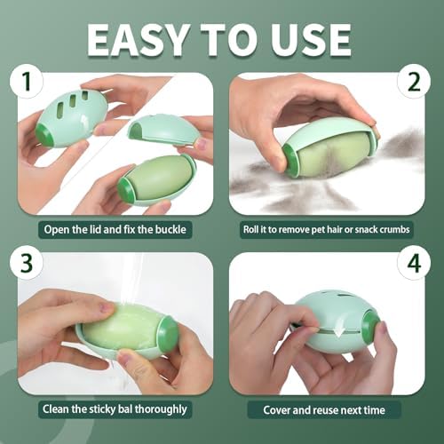 Rodillo Adhesivo Reutilizable Nyosye para Pelo de Mascota, Rodillo Extra Pegajoso para Ropa, Mini Rodillo Lavable Portátil, Verde Bosque-Aguamarina, - imagen 6