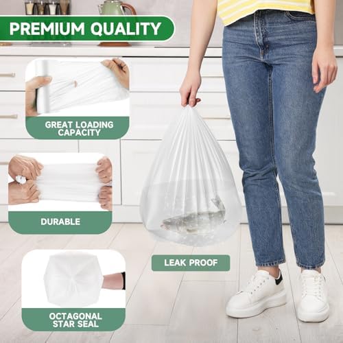 Bolsas de Basura Biodegradables de 2 Galones Blancas - Mini Bolsas para Baño, Cocina, Oficina y Auto, 105 Piezas, 7.5L, Compostables y Resistentes - imagen 4
