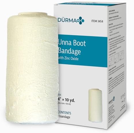 Venda de Vendaje Unna Dürma+ Dynarex con Óxido de Zinc - Mantiene un Ambiente Húmedo y Proporciona Compresión para Úlceras en las Piernas, Edema, - imagen 1