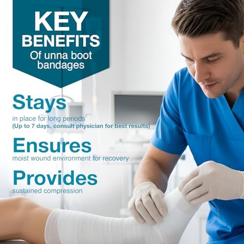 Venda de Vendaje Unna Dürma+ Dynarex con Óxido de Zinc - Mantiene un Ambiente Húmedo y Proporciona Compresión para Úlceras en las Piernas, Edema, - imagen 4