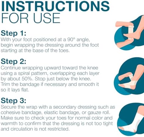 Venda de Vendaje Unna Dürma+ Dynarex con Óxido de Zinc - Mantiene un Ambiente Húmedo y Proporciona Compresión para Úlceras en las Piernas, Edema, - imagen 5