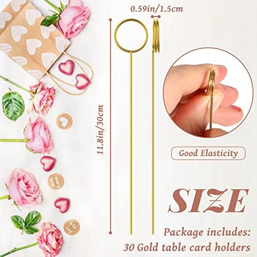 Soporte para Tarjetas de Lugar de Alambre Metálico Dorado - 60 Piezas, 11.81 Pulgadas, Clip para Fotos, Ideal para Bodas, Fiestas y Eventos - imagen 2