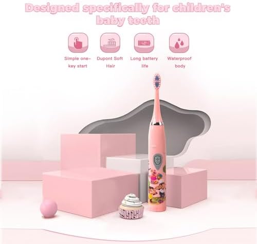 Cepillo de Dientes Sonic para Niños YooHoopo a Batería con 3 Cabezales, 1 Batería AA - Cerdas Suaves, Impermeable IPX, Temporizador de 2 Minutos, - imagen 6