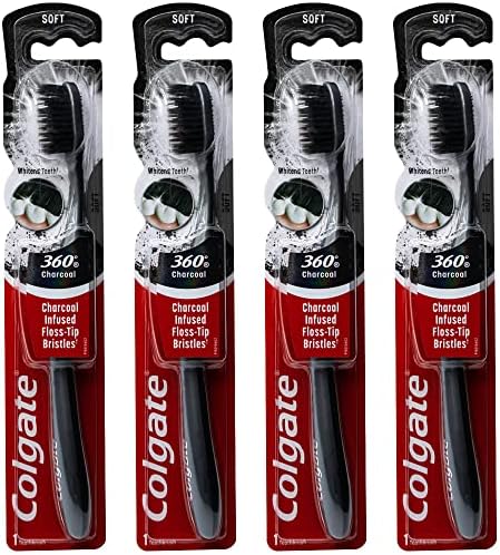 Cepillo de Dientes Colgate 360 Infundido con Carbón, Cerdas de Punta de Hilo, Suave (Colores Varían) - Paquete de 4 - imagen 1
